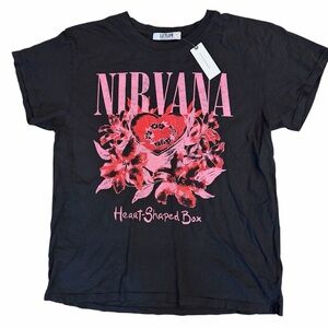 LetLuv Daydreamer for Anthropologie NIRVANA Heart Shaped Box Tee LARGE NWT Gray